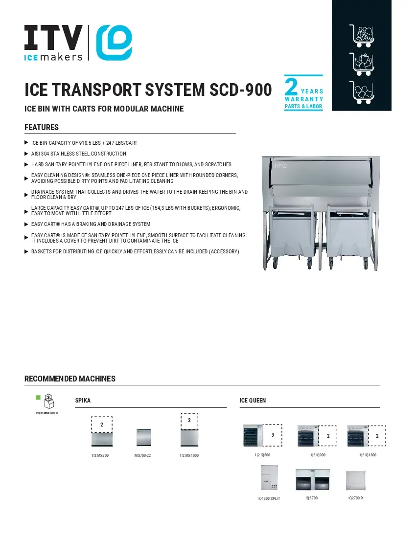itv-ice-makers-scd-900-ice-storage-bin-with-double-cart-specsheet-2604164f6hsg.pdf