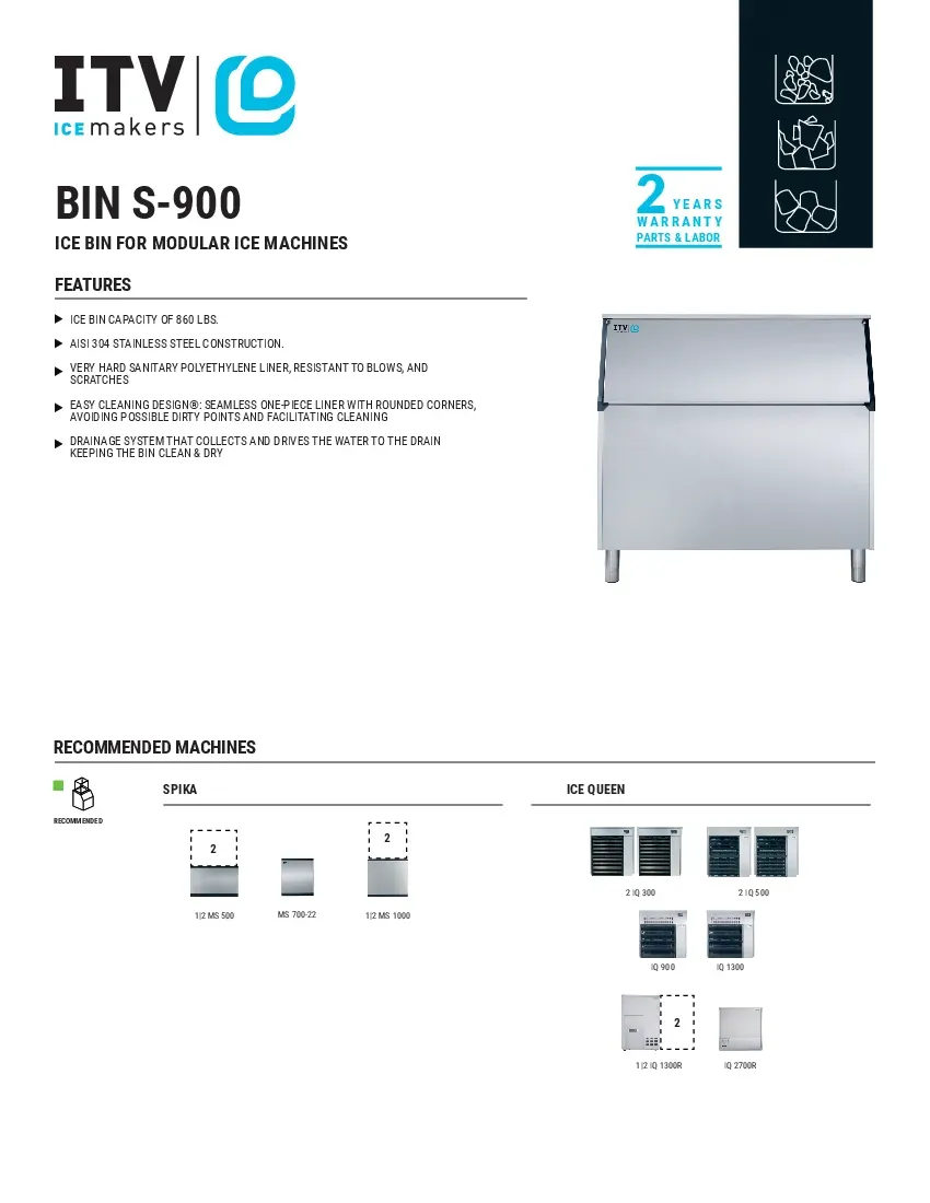 itv-ice-makers-s-900-ice-maker-ice-storage-bin-specsheet-260416ce4y0d.pdf