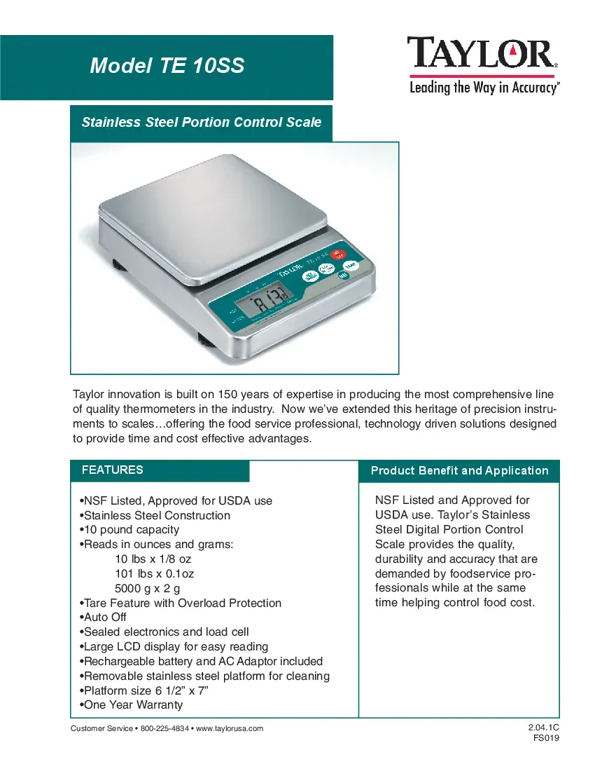 taylor-precision-te10ssw-scale-portion-digital-specsheet-260423lk8lok.pdf