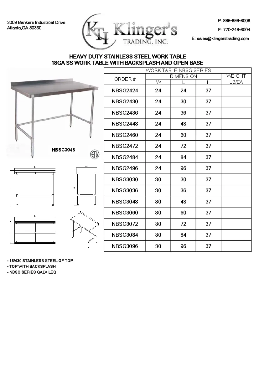 klingers-trading-nbsg2424-work-table-24-27-stainless-steel-top-specsheet-2602225fnz6k.pdf