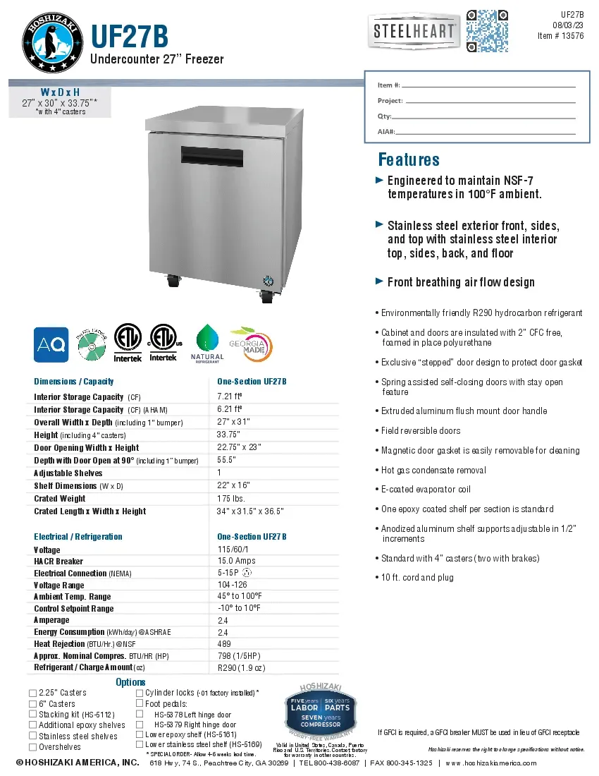 hoshizaki-uf27b-freezer-undercounter-reach-in-specsheet-2604165cpitv.pdf