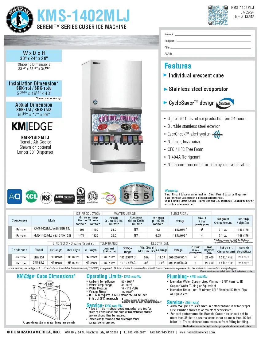 hoshizaki-kms-1402mlj-ice-maker-cube-style-specsheet-260416ev23vx.pdf