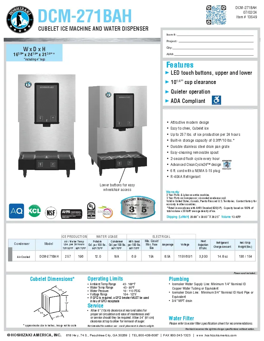 hoshizaki-dcm-271bah-ice-maker-dispenser-cube-style-specsheet-260416gnfczr.pdf
