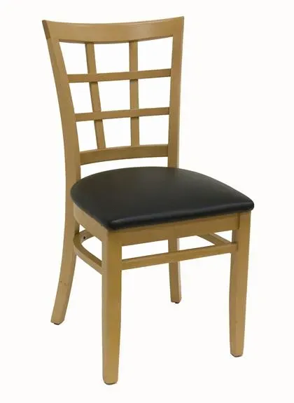 American Tables & Seating 523-W-VS, 9 Grid Back, Wood Chair, Upholstered, Cherry