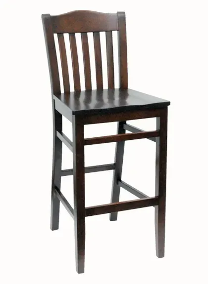 American Tables & Seating 830-BS-GR5, Slat Back, Wood Barstool, Black