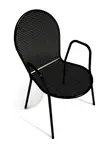 American Tables & Seating 93-B, Mesh Round Back & Handle, Black Outdoor Chair