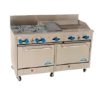 Comstock-Castle , F3226-24-1RB, Range, 60", 4 Burners, 24" Griddle, 12" Charbroiler