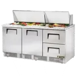True Manufacturing TFP-72-30M-D-2-HC, Refrigerated Counter, Mega Top Sandwich / Salad Unit